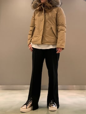 「WOOLRICH（ウールリッチ）のアイテム（ジャケット/アウター）」を使った、t☺︎rachanさん（レディース・158cm）の秋コーディネート