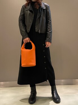 「TRANSIT（トランジット）のアイテム（ジャケット/アウター）」を使った、t☺︎rachanさん（レディース・158cm）の冬コーディネート