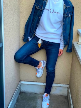 「FRED PERRY（フレッドペリー）のアイテム（スウェット）」を使った、しなさん（メンズ・176cm）の冬コーディネート