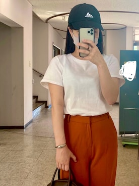「LOWRYS FARM（ローリーズファーム）のカラーストレートパンツ  892045（その他パンツ、オレンジ系）」を使った、yさん（レディース・154cm）の春コーディネート