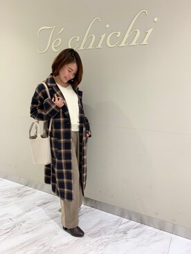 「Te chichi TERRASSE（テチチテラス）のアイテム（チェスターコート）」を使った、ayakoさん（レディース・154cm）の冬コーディネート