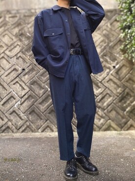 「UNIQLO（ユニクロ）のエアリズムコットンオーバーサイズTシャツ（5分袖）（Tシャツ/カットソー）」を使った、masatoさん（メンズ・167cm）の秋コーディネート