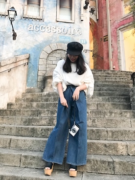 「アイテム（キャスケット）」を使った、narcissus 神戸店さん（レディース・158cm）の春コーディネート