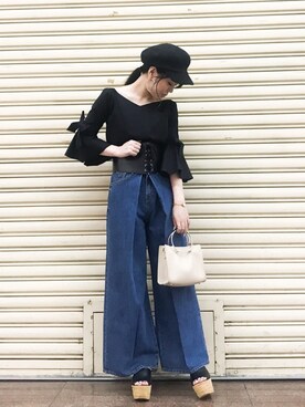 「Narcissus（ナルシス）のアイテム（デニムパンツ）」を使った、narcissus 神戸店さん（レディース・158cm）の春コーディネート