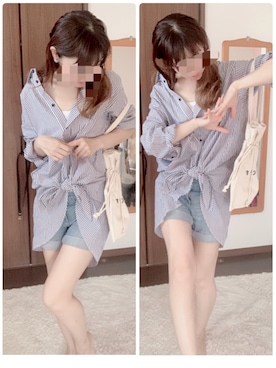 「ロングシャツコーデ」｜suさん（レディース・166cm）の夏コーディネート