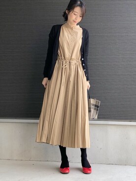 「バレンタインデートスタイル」｜「アイテム（ワンピース/ドレス）」を使った、たけまいさん（レディース・163cm）の冬コーディネート