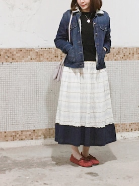 「セリーヌ」｜「アイテム（デニムジャケット）」を使った、えんさん（レディース・158cm）の冬コーディネート