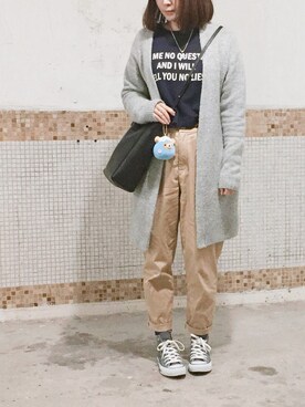 「LOWRYS FARM（ローリーズファーム）の８０ミコチノテーパードパンツ　744464 （チノパンツ）」を使った、えんさん（レディース・158cm）の春コーディネート