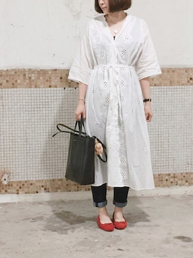 「セリーヌ」｜「アイテム（チュニック）」を使った、えんさん（レディース・158cm）の春コーディネート