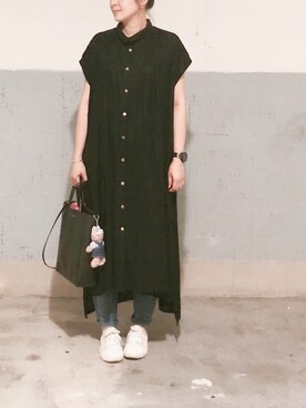「セリーヌ」｜「アイテム（シャツワンピース）」を使った、えんさん（レディース・158cm）の夏コーディネート