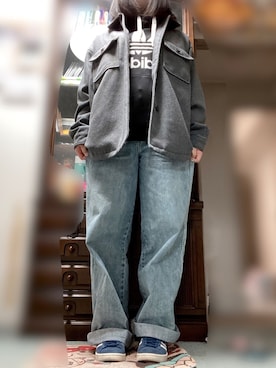 「adidas（アディダス）のアイテム（パーカー）」を使った、ぴょんすけさん（レディース・158cm）の冬コーディネート