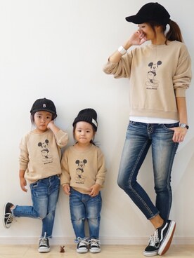 「AZUL by moussy（アズールバイマウジー）のアイテム（スウェット）」を使った、こはママさん（キッズ・100cm）の秋コーディネート