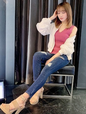 「LIPSERVICE（リップサービス）のアイテム（ブルゾン）」を使った、fumiさん（レディース・165cm）の冬コーディネート