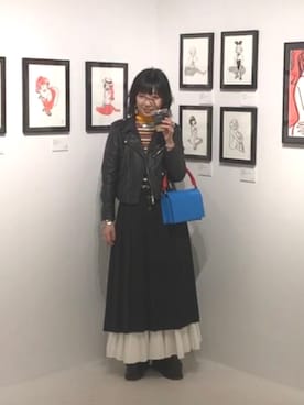 「2018マイベストコーデ」｜「アイテム（ライダースジャケット）」を使った、ホウサキさん（レディース・160cm）の冬コーディネート
