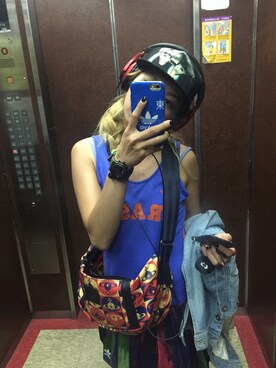 「アイテム（音楽/本・雑誌、レッド系）」を使った、ALian エリアンさん（レディース・158cm）の夏コーディネート