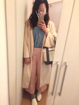 「バブーシュ」｜「アイテム（ノーカラージャケット）」を使った、hitommyさん（レディース・161cm）の春コーディネート