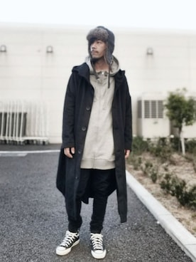 「H&M（エイチ・アンド・エム）のアイテム（その他パンツ）」を使った、OGAさん（メンズ・169cm）の冬コーディネート