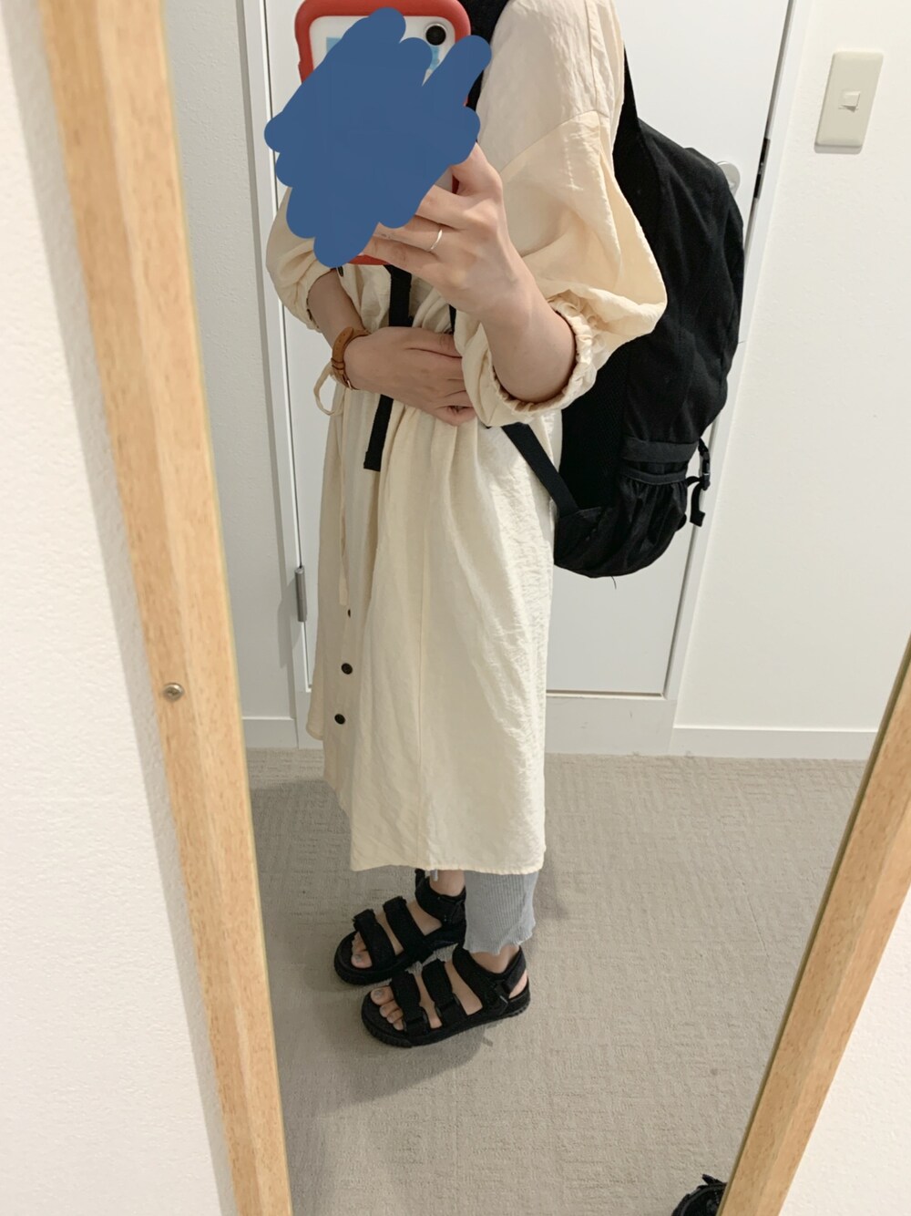「夏コーデ、ワンピース、スポサン、ゆるコーデ、プチプラ、低身長コーデ、シャツワンピ」｜「RETRO GIRLのドロストシャツワンピース（ワンピース、ホワイト系）」を使った、うなさん（レディース・153cm）の夏コーディネートの1枚目の写真