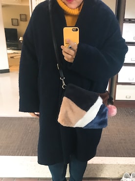 「niko and...（ニコアンド）のアイテム（クラッチバッグ）」を使った、ききさん（レディース・164cm）の冬コーディネート