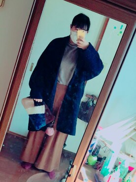 「niko and...（ニコアンド）のアイテム（クラッチバッグ）」を使った、ききさん（レディース・164cm）の冬コーディネート