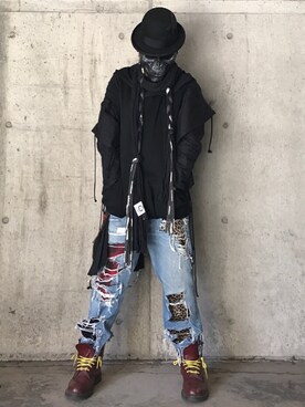 「カスタム」｜「アイテム（ブーツ）」を使った、tøЯu-666-さん（メンズ・170cm）の冬コーディネート