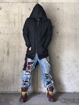 「MiDiom（ミディオム）のアイテム（パーカー）」を使った、tøЯu-666-さん（メンズ・170cm）の冬コーディネート