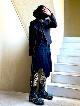 「アイテム（ライダースジャケット、その他）」を使った、tøЯu-666-さん（メンズ・170cm）の春コーディネート