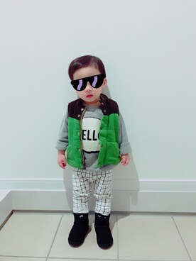 「babygap」｜「アイテム（ダウンベスト）」を使った、CHANNNAIIIさん（キッズ・100cm）の秋コーディネート