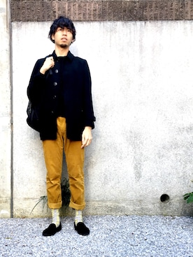 「JOURNAL STANDARD（ジャーナルスタンダード）のアイテム（ピーコート）」を使った、shojisanさん（メンズ・175cm）の冬コーディネート