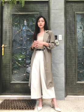 「MEIER.Q（マイヤーキュー）のアイテム（トレンチコート）」を使った、Jocelyn さん（レディース・169cm）の秋コーディネート