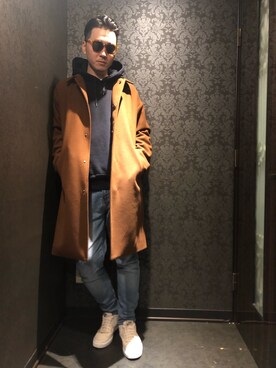 「JIGGY HOUSEのアイテム（サングラス、オレンジ系）」を使った、しんちゃんさん（メンズ・183cm）の冬コーディネート