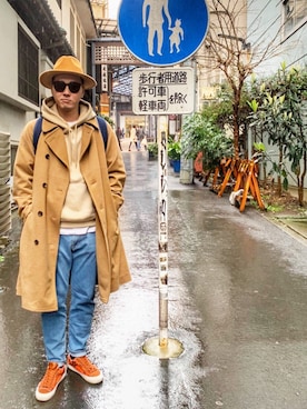 「VANS（バンズ）のアイテム（スニーカー、オレンジ系）」を使った、しんちゃんさん（メンズ・183cm）の春コーディネート