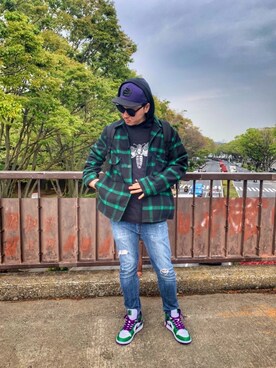 「NIKE（ナイキ）のアイテム（スニーカー、グリーン系）」を使った、しんちゃんさん（メンズ・183cm）の春コーディネート