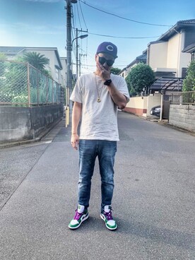 「NIKE（ナイキ）のアイテム（スニーカー、グリーン系）」を使った、しんちゃんさん（メンズ・183cm）の夏コーディネート