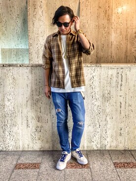 「JIGGY（ジギー）のGUCCI BALENCIAGA 好きにおすすめ 🍩ドーナッツ ネックレス（ネックレス、その他）」を使った、しんちゃんさん（メンズ・183cm）の夏コーディネート