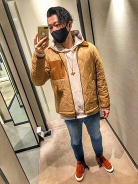 「VANS（バンズ）のアイテム（スニーカー、オレンジ系）」を使った、しんちゃんさん（メンズ・183cm）の秋コーディネート