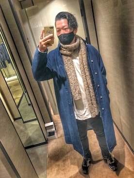 「ラルフローレン」｜「アイテム（ステンカラーコート）」を使った、しんちゃんさん（メンズ・183cm）の冬コーディネート