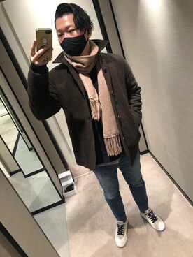 「TAKEO KIKUCHI（タケオキクチ）のアイテム（ジャケット/アウター、ブラウン系）」を使った、しんちゃんさん（メンズ・183cm）の冬コーディネート