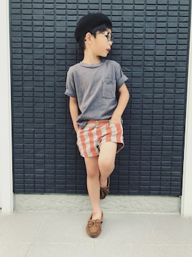 「アイテム（モカシン/デッキシューズ）」を使った、ゆう。さん（キッズ・110cm）の夏コーディネート