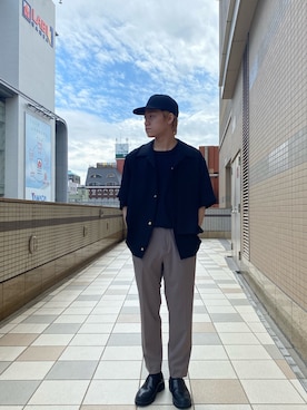「STUDIOUS（ステュディオス）のアイテム（スラックス）」を使った、JUNPEIさん（メンズ・168cm）の夏コーディネート