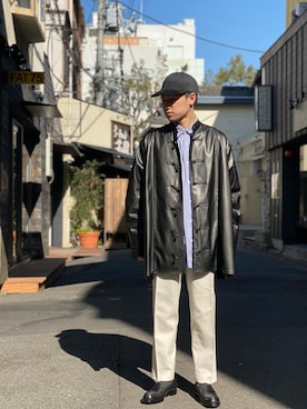 「markaware（マーカウェア）のアイテム（スラックス）」を使った、JUNPEIさん（メンズ・168cm）の冬コーディネート