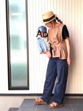 「NEW ERA（ニューエラ）のニューエラ キャップ キッズ YOUTH 9FIFTY ニューヨーク ヤンキース（キャップ、ブルー系）」を使った、mai✺maiさん（レディース・158cm）の夏コーディネート