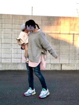 「ピンクシャツ」｜「アイテム（ハンチング/ベレー帽）」を使った、mai✺maiさん（レディース・158cm）の冬コーディネート