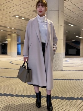 「一押しのアウタースタイル」｜「アイテム（チェスターコート）」を使った、AKIさん（レディース・163cm）の冬コーディネート