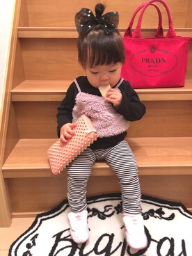 「MIKI HOUSE（ミキハウス）のアイテム（その他パンツ）」を使った、cocoさん（キッズ・70cm）の春コーディネート