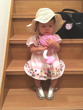 「PEEP ZOOMのアイテム（サンダル）」を使った、cocoさん（キッズ・70cm）の夏コーディネート