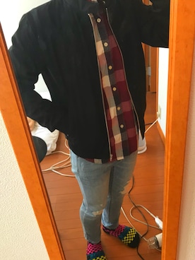 「ZARA（ザラ）のアイテム（MA-1、ブラック系）」を使った、shunさん（メンズ・164cm）の秋コーディネート