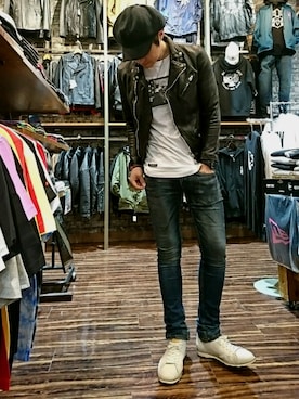 BLACK by VANQUISHのライダースジャケットを使った人気