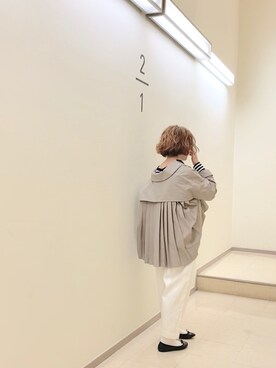 「プリーツ」｜「アイテム（その他アウター）」を使った、kahoさん（レディース・154cm）の春コーディネート