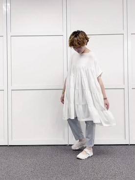 「PUAL CE CIN（ピュアルセシン）のアイテム（チュニック）」を使った、kahoさん（レディース・154cm）の春コーディネート